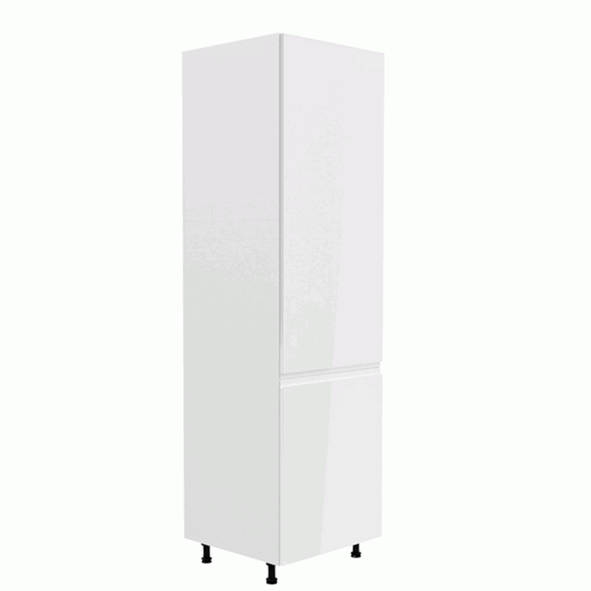 Potravinová skříňka, bílá / bílá extra vysoký lesk, pravá, AURORA D60R
