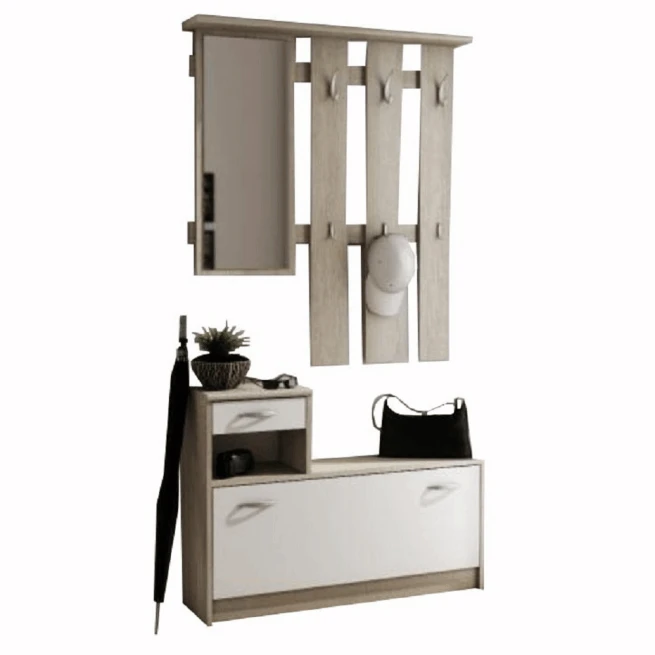 Předsíňová sestava, dub sonoma/bílá, VIRA-MECKI