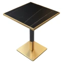 Jídelní bistro stůl, černý mramor/černá/zlatá, 70x70 cm,…