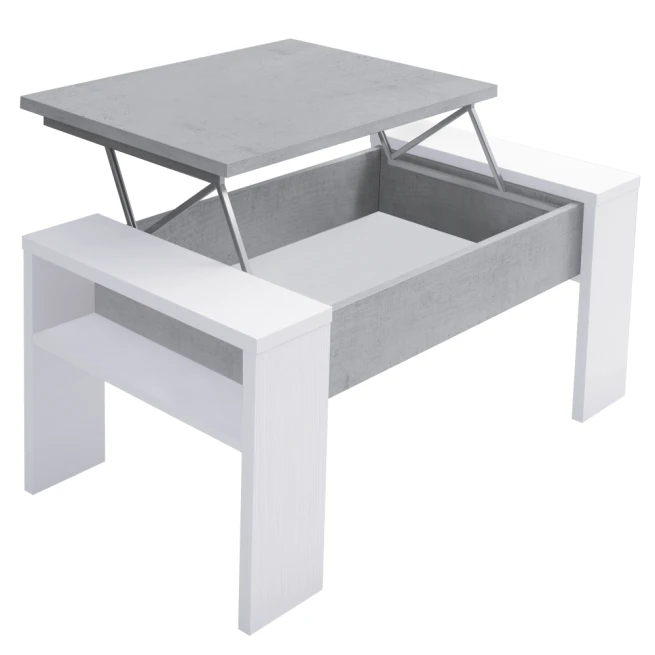 Konferenční stolek, bílá/beton, PULA