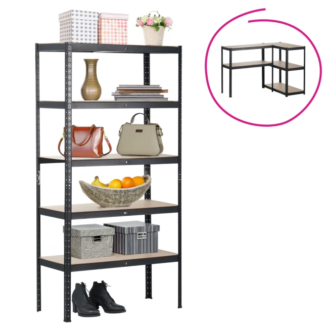 Regál, dub/černá, RADMAN