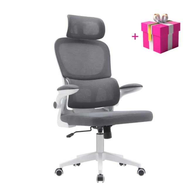 Kancelářské křeslo, tmavě šedá/bílá, RENARD + dárek