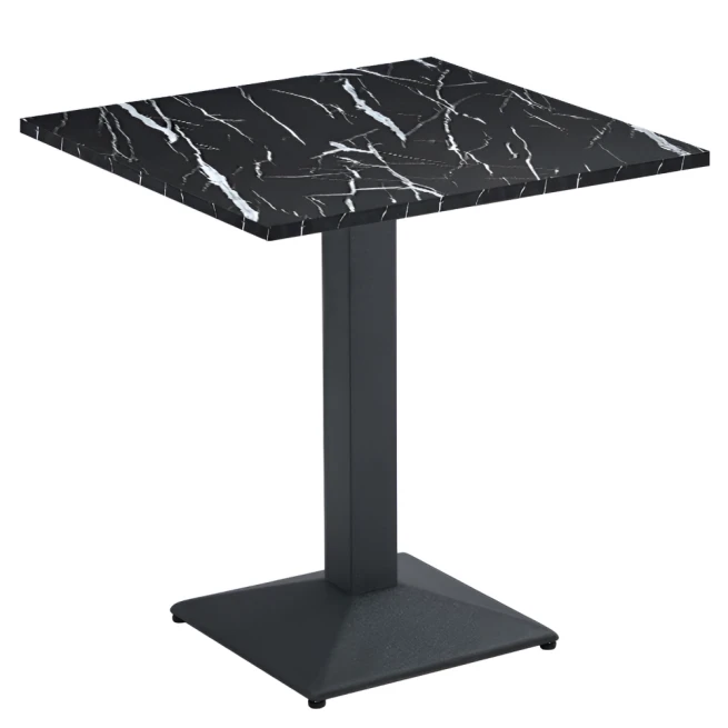 Jídelní bistro stůl, černý mramor/černá, 70x70 cm, RINALDO TYP 1
