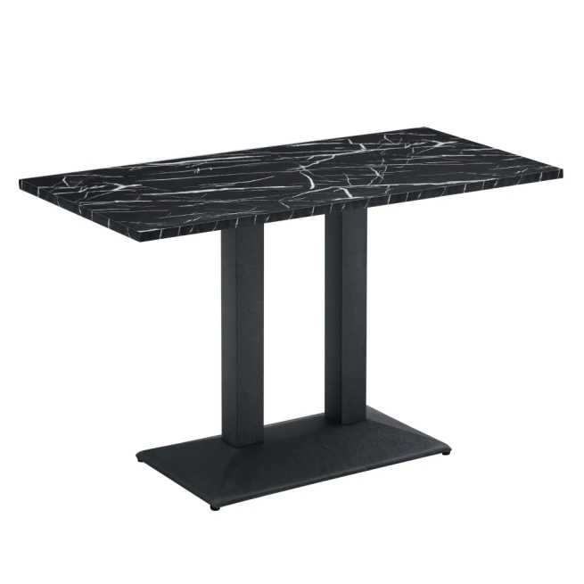 Jídelní bistro stůl, černý mramor/černá, 120x60 cm, RINALDO TYP 2