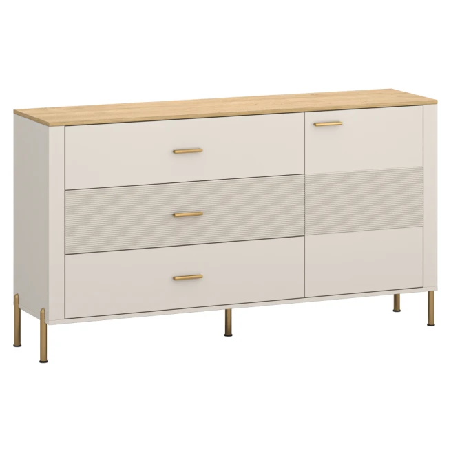 Komoda, kašmír/dub kamenný, RUNOL 1D3S