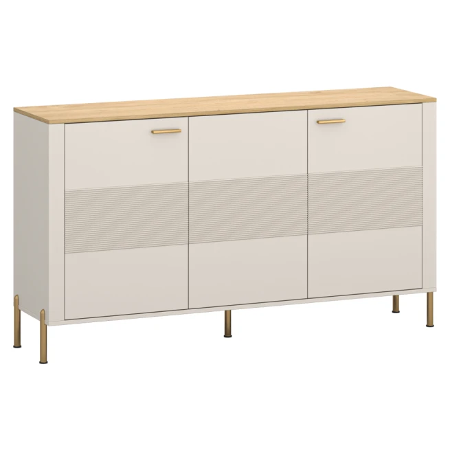 Komoda, kašmír/dub kamenný, RUNOL 3D