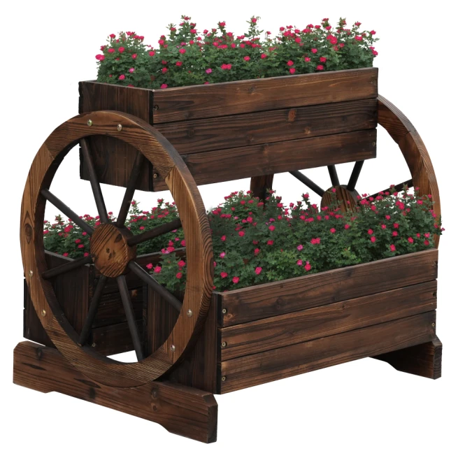 Dřevěný květináč s koly, hnědá, SABA