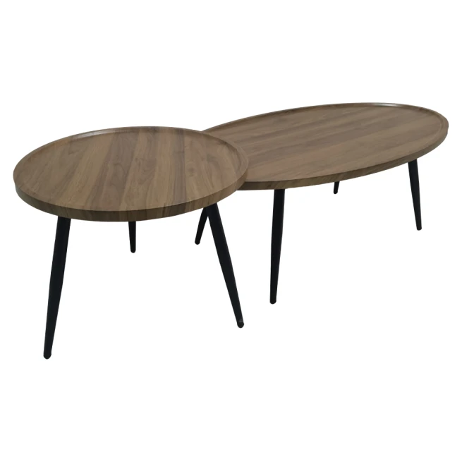 Konferenční stolky, set 2 ks, dub/černá, SILVIO