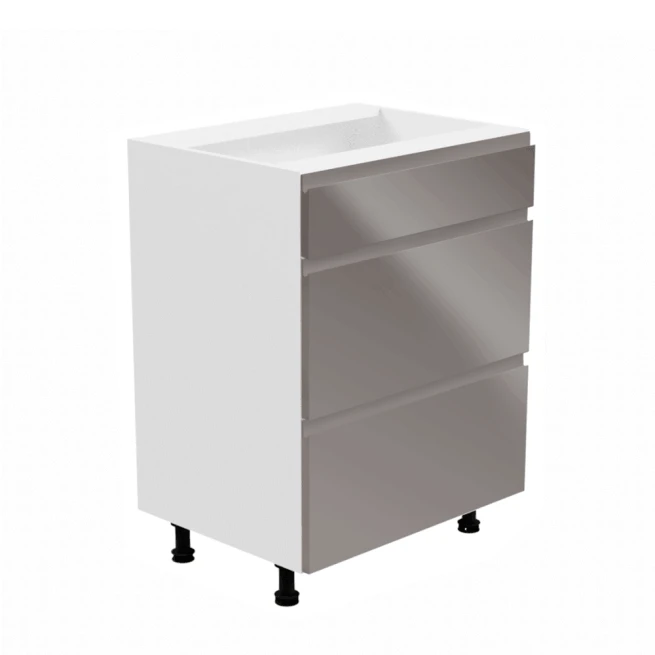 Spodní skříňka, bílá / šedý extra vysoký lesk, levá, AURORA D60S3