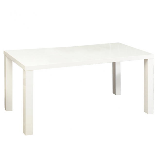 Jídelní stůl, bílá vysoký lesk HG, 120x80 cm, ASPER NEW TYP 2