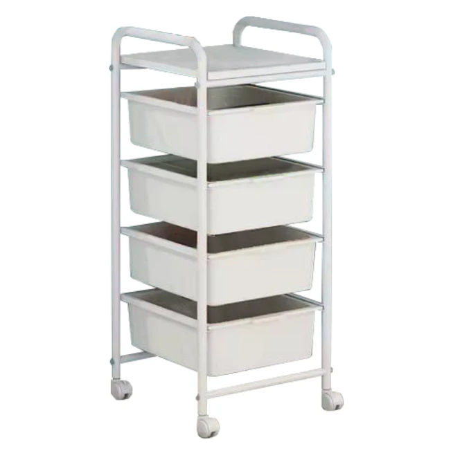 Pojízdný regál, bílá, SUFIK