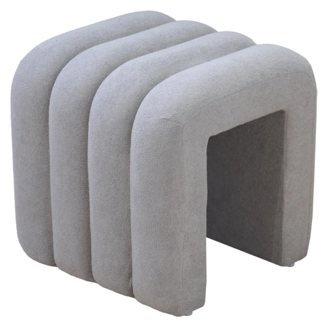 Designový taburet, šedá látka, SUNDO