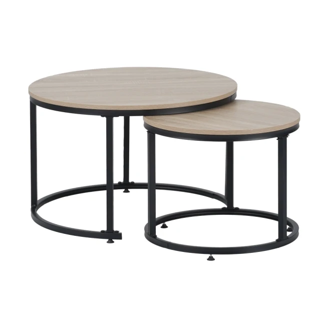 Konferenční stolky, set 2 ks, dub sonoma/černá, TARNI