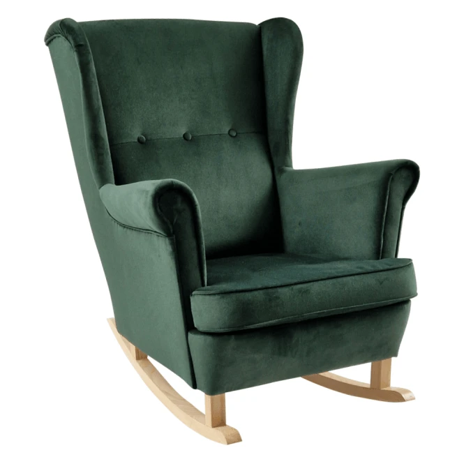 Houpací křeslo ušák, zelená/buk, TEJA