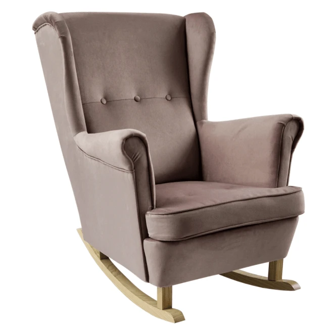 Houpací křeslo ušák, růžová/buk, TEJA