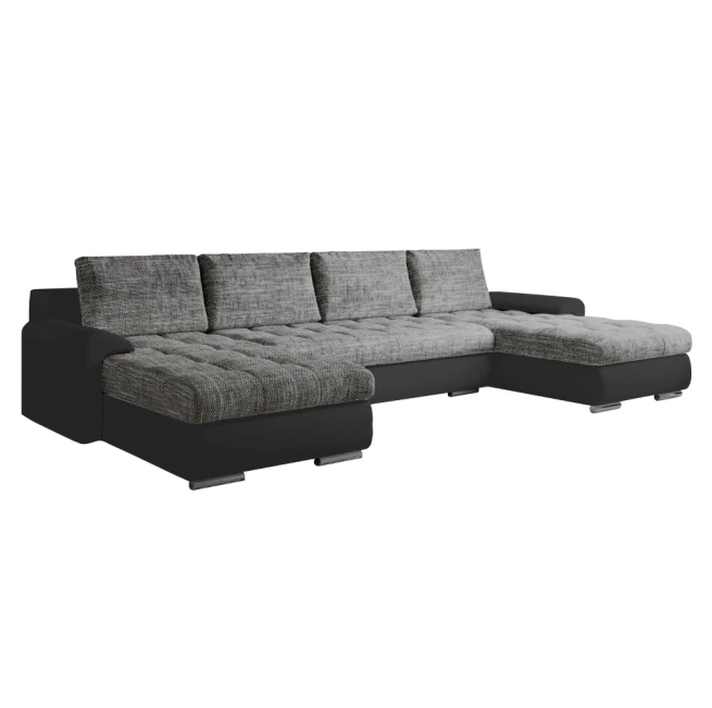 Univerzální sedací souprava, ekokůže černá/šedý melír, TOLITA U UNI