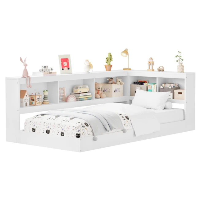 Postel s roštem, bílá, 90x200, TOSIA