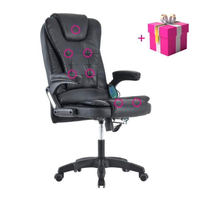 Kancelářské křeslo s funkcí masáže, černá, TYLER NEW + dárek