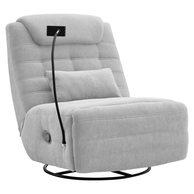 Luxusní otočné křeslo, houpací, světle šedá, UMBRO