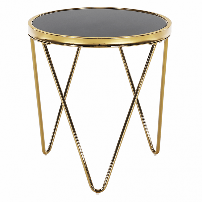Příruční stolek, gold chrom zlatá / černá, VALERO