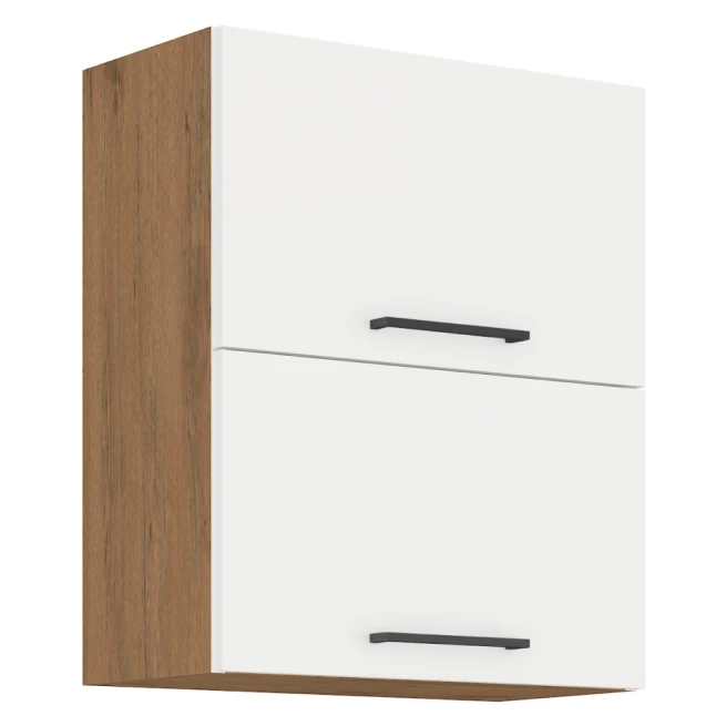 Horní skříňka, bílý extra vysoký lesk / dub lancelot HG, VEGA 60 GU-72 2F