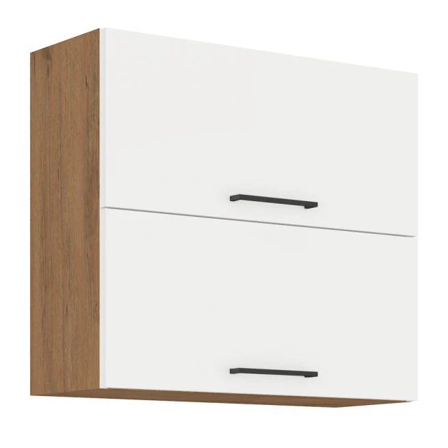 Horní skříňka, bílý extra vysoký lesk / dub lancelot HG, VEGA 80 GU-72 2F