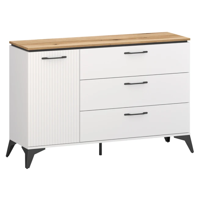 Komoda, bílá/dub evoke, VELIS 1D3S