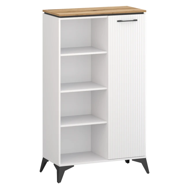 Nízký regál, bílá/dub evoke, VELIS 1D