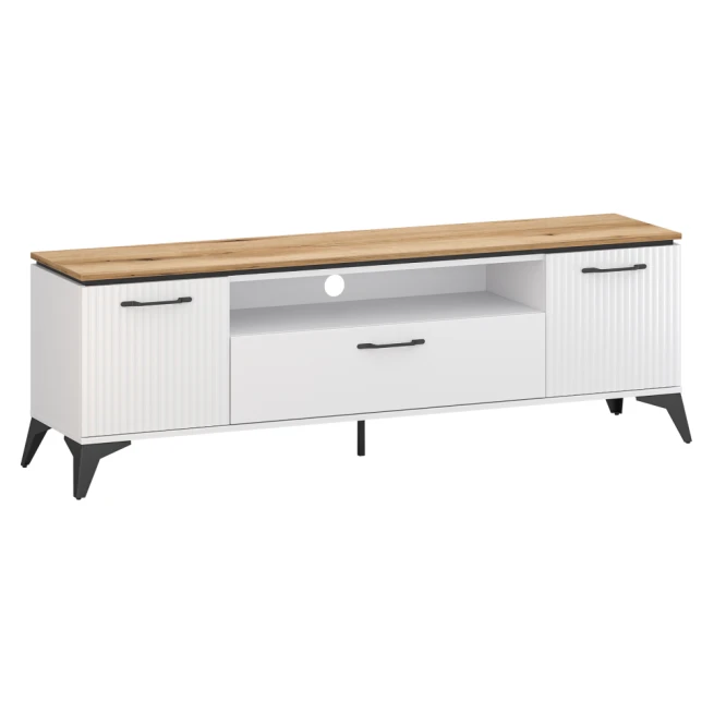 TV stolek, bílá/dub evoke, VELIS 2D1S/170