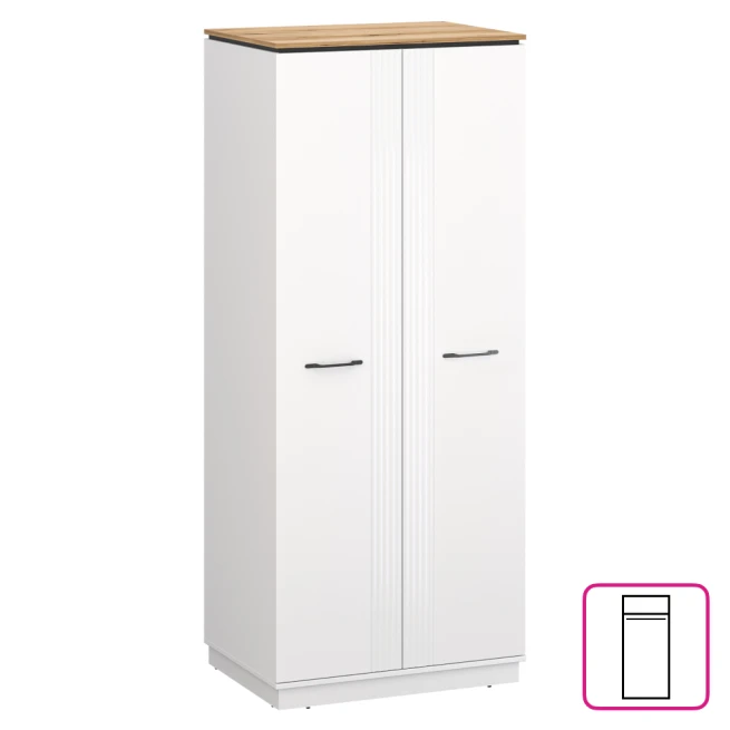 Skříň, bílá/dub evoke, VELIS 2D
