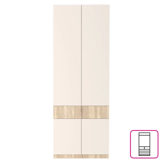 Skříň, dub sonoma/kašmír, VERTIO SZF4D2S