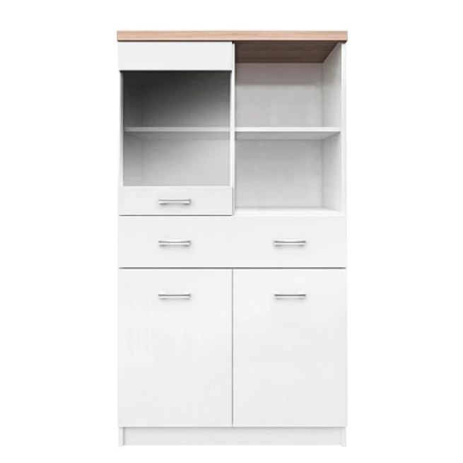 Vitrína 2D1W1S / 80, bílá / dub sonoma, TOPTY TYP 02