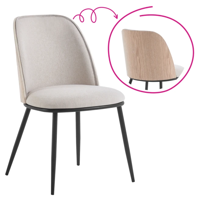 Jídelní židle, béžovohnědá/dřevo natural/černá, VUDIA