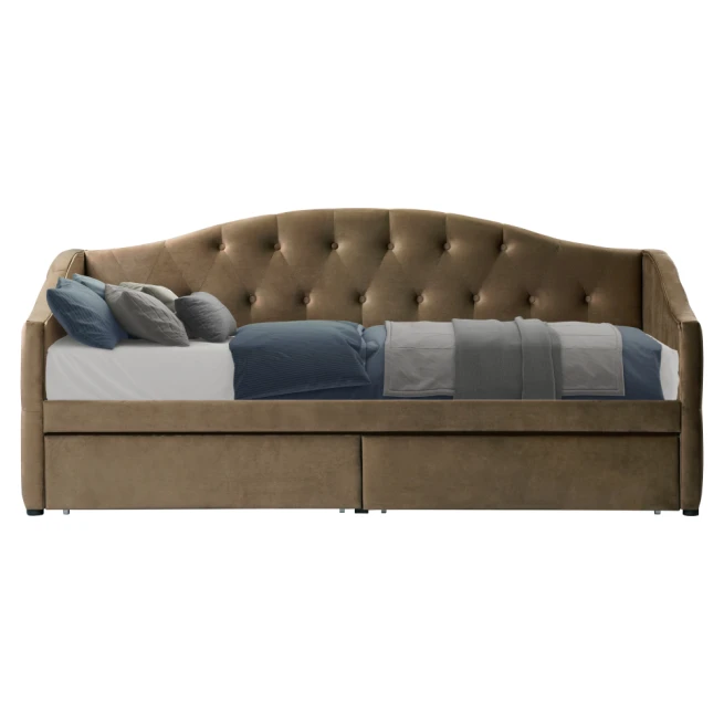 Postel s úložným prostorem, 90x200, hnědá Velvet látka, ZASKA