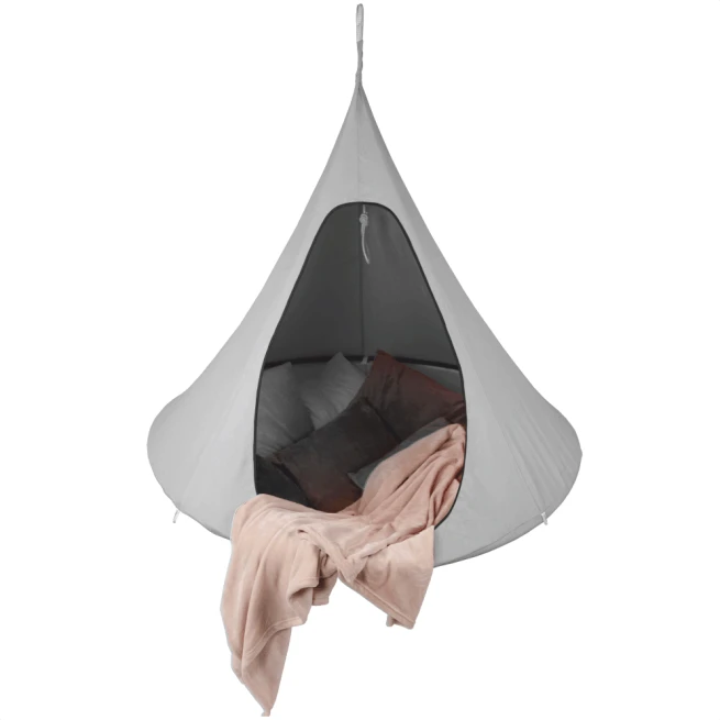 Závěsné houpací křeslo, světle šedá, KLORIN NEW BIG SIZE CACOON HAMMOCK