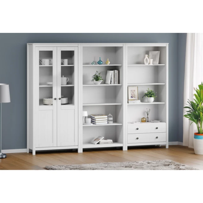 Sestava knihoven TORINO bílá, kovové úchytky