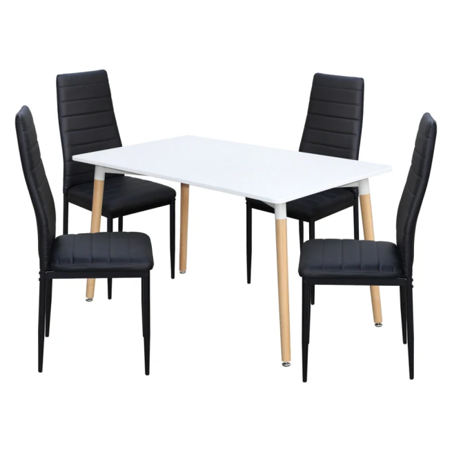Jídelní stůl ONE 140x90 bílý + 4 židle SIGMA černé
