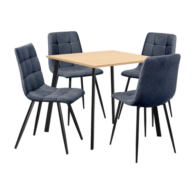 Jídelní stůl 80x80 BERGEN dub + 4 židle BERGEN šedá