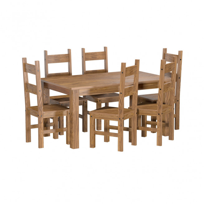 Jídelní stůl 152x92 + 6 židlí EL DORADO dub antik