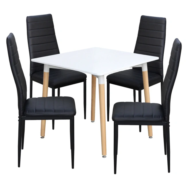 Jídelní stůl ONE 80x80 bílý + 4 židle SIGMA černé