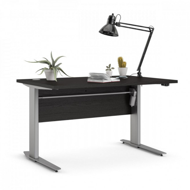 Výškově nastavitelný psací stůl Office 80400/382 černá/silver grey
