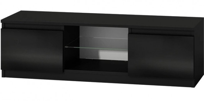 TV stolek Malvína 140 černá/černý lesk/LED
