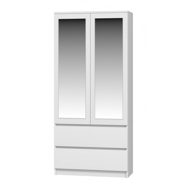 Šatní skříň Malvína 2S-90 bílá/zrcadlo