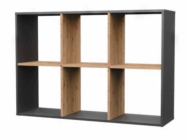 Regál Manja 2x3 antracit/dub artisan