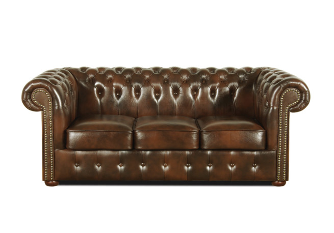 Pohovka Chesterfield Classic 3 kůže hnědá