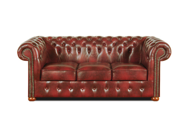 Pohovka Chesterfield Classic 3 kůže bordó