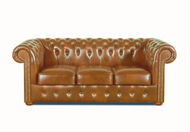 Pohovka Chesterfield Classic 3 kůže koňak