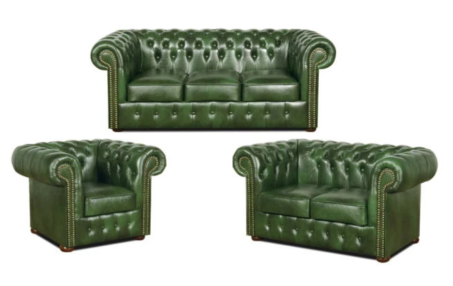 Sedací souprava Chesterfield Classic 3+2+1 kůže zelená