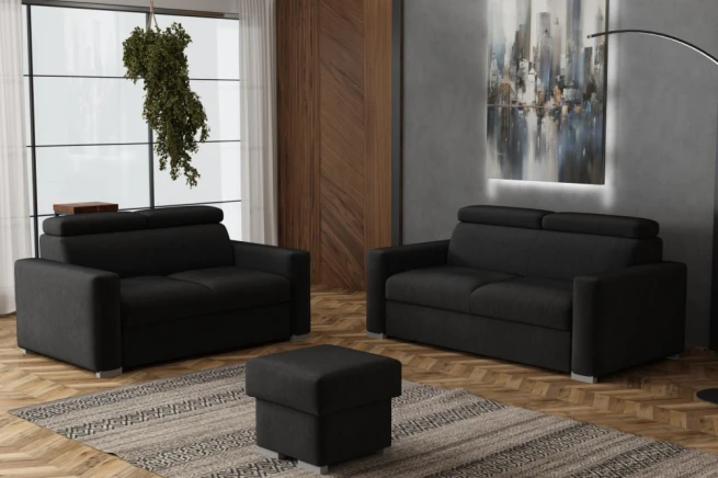 Sedací souprava Petrit 3+2+taburet Kronos černá