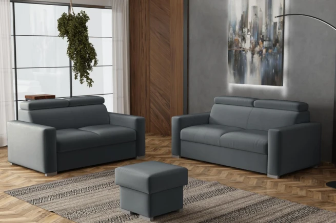 Sedací souprava Petrit 3+2+taburet Paros tmavě šedá